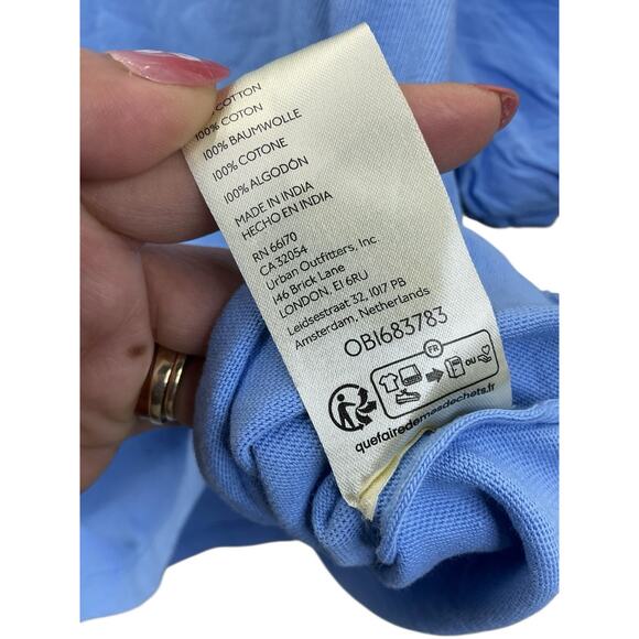 We The Free Top Oversized Puff Sleeve Cropped Pullover Sz Medium Blue - Picture 12 of 12